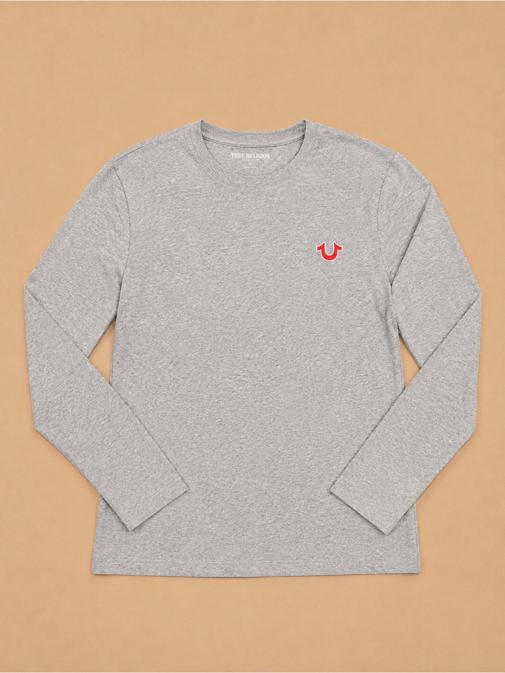 True Religion Gray Long Sleeve Tee with Red Logo